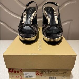 Sergio Rossi Black and White Patent Leather Women's Shoes